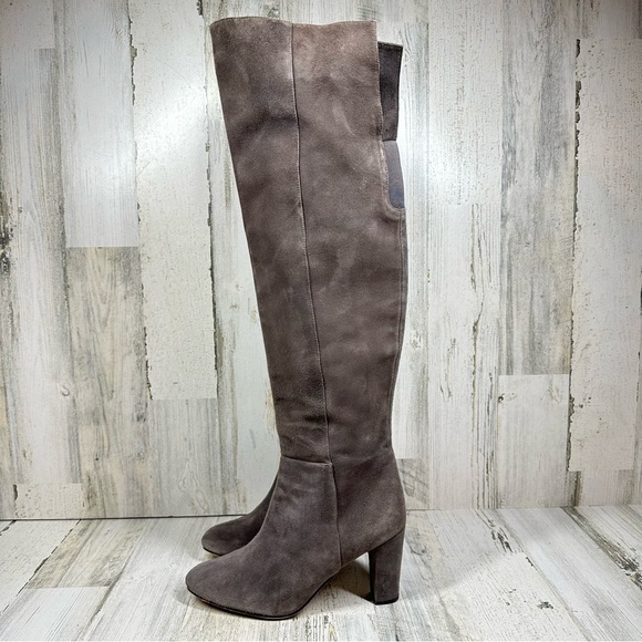 Halogen Noble Over The Knee Heeled Boots Grey Suede #1397 - Picture 2 of 15